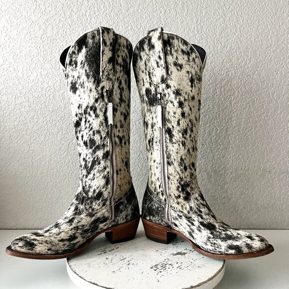 Lane Boots Womens Cowhide Cowboy Boots Tall Black Western Hair on Hide Size 8 - Picture 6 of 10